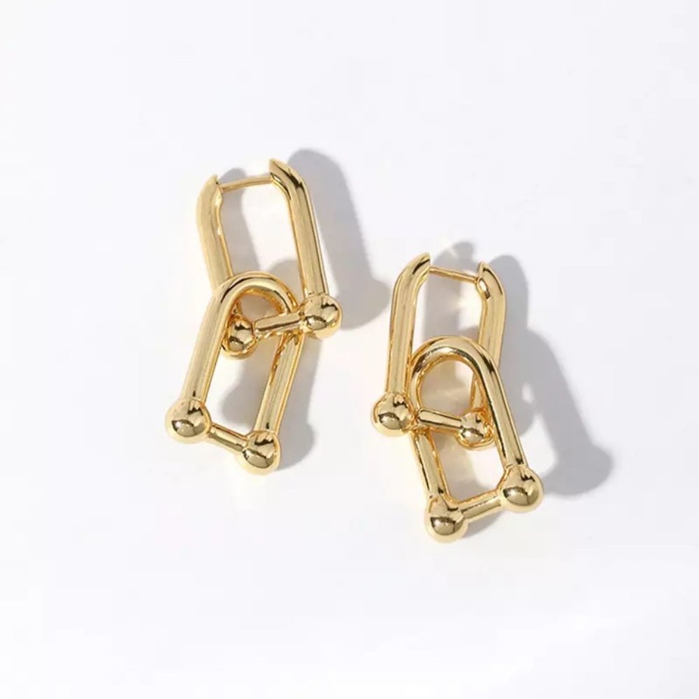 18k Gold vermeil Classic Link Earrings Huggies